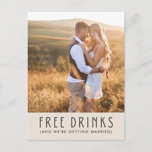 写真モダンの結婚無料ドリンク日付の保存  案内ポストカード (正面)