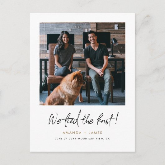 写真モダンの結婚落成 案内ポストカード (正面)