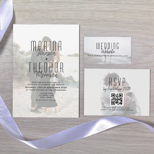 写真モダンの結婚Webサイトカード エンクロージャーカード