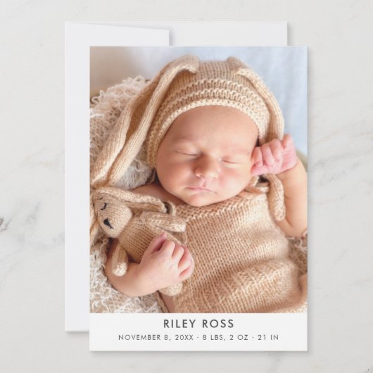 写真モダンの誕生発表 案内状 (正面)