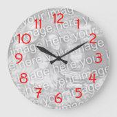 写真モダンの赤い数字 ラージ壁時計 (正面)