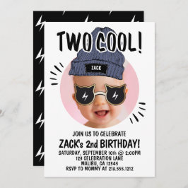 写真モダンの追加 | 子供たち2歳の誕生日クール2 招待状