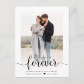 写真モダンの通知婚約したはがき 案内ポストカード (正面)