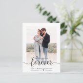 写真モダンの通知婚約したはがき 案内ポストカード (スタンド正面)