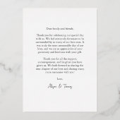 写真モダンの金結婚箔サンキューカード 箔招待状 (裏面)