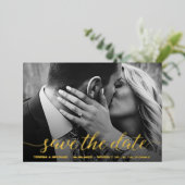 写真モダンの金結婚箔実在の保存 箔シーズンカード (立ち正面)