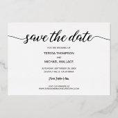 写真モダンの金結婚箔実在の保存 箔シーズンカード (裏面)