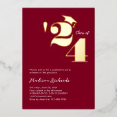 写真モダンの1年制卒業パーティー 箔招待状 (正面)