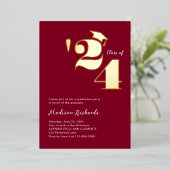 写真モダンの1年制卒業パーティー 箔招待状 (立ち正面)