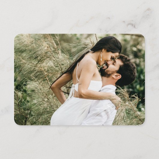 写真モダンのWeb結婚サイトハートQRコードRSVP エンクロージャーカード (裏面)