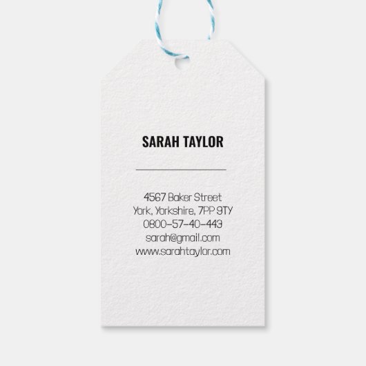 写真モダンはっきりしたフルフォト名カスタム式 ギフトタグ (裏面)