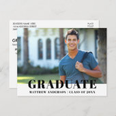 写真モダンはっきりした卒業党招待状 インビテーションポストカード (正面/裏面)