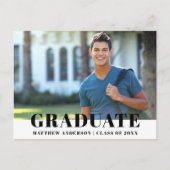 写真モダンはっきりした卒業党招待状 インビテーションポストカード (正面)