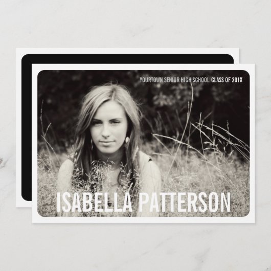 写真モダンはっきりした卒業党招待状 招待状 (正面/裏面)