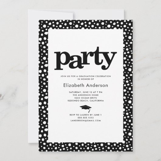 写真モダンはっきりした白黒グラードパーティーエレガント 招待状 (裏面)