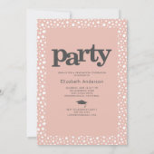 写真モダンはっきりした赤面ピンクグラードパーティーエレガント 招待状 (裏面)