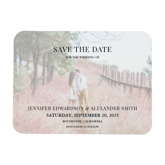 写真モダンはエレガント日付カードを保存 マグネット (横)