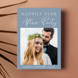 写真モダンほこりっぽいブルーウェディングレセプション 招待状