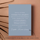 写真モダンほこりっぽいブルーウェディングレセプション 招待状