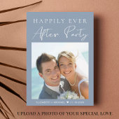 写真モダンほこりっぽいブルーウェディングレセプション 招待状