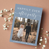 写真モダンほこりっぽいブルーウェディングレセプション 案内状