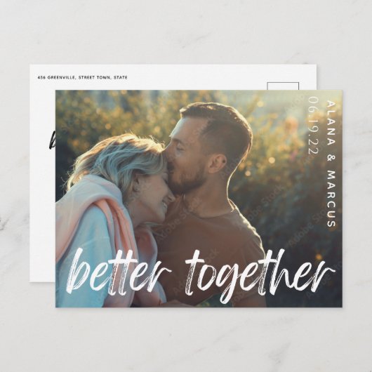 写真モダンを一緒に日付を保存 案内ポストカード (正面/裏面)