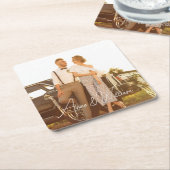 写真モダンを愛する応援のスクリプ結婚ト スクエアペーパーコースター (アングル)