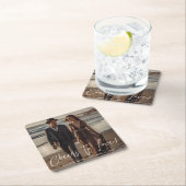 写真モダンを愛する応援のスクリプ結婚ト スクエアペーパーコースター (インサイチュ)