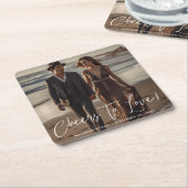 写真モダンを愛する応援のスクリプ結婚ト スクエアペーパーコースター (アングル)