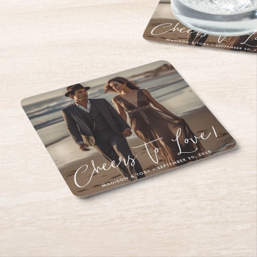 写真モダンを愛する応援のスクリプ結婚ト スクエアペーパーコースター (アングル)