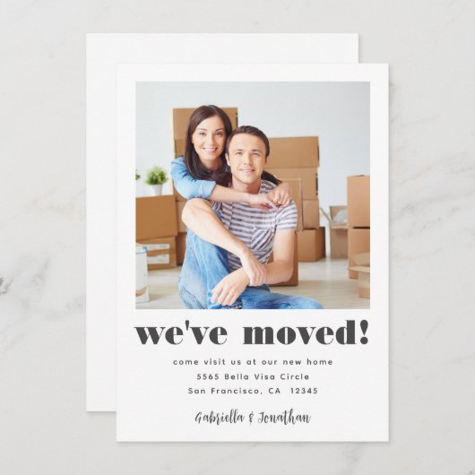 写真モダンを移動した新しいホームの発表 案内状 (正面/裏面)