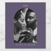 写真モダンアーチの名前と結婚日付 ワインラベル (シングルラベル)