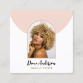 写真モダンアーチメイクアップ美しい業界 スクエア名刺 (正面)