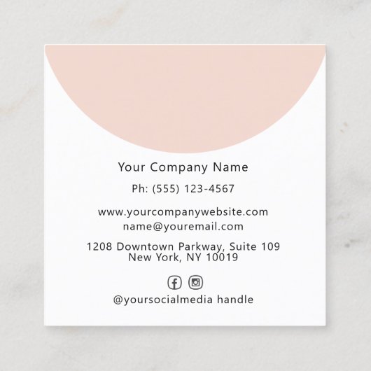 写真モダンアーチメイクアップ美しい業界 スクエア名刺 (裏面)