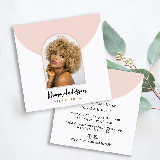 写真モダンアーチメイクアップ美しい業界 スクエア名刺