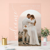 写真モダンアーチ結婚の歓迎 アクリルサイン (ウェディング)