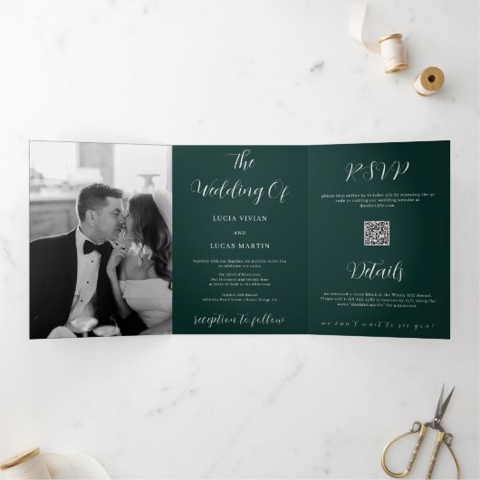 写真モダンエメラルドグリーンオールインワン結婚ズ 三つ折りプログラム (内部)