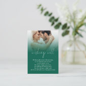 写真モダンエメラルドグリーン結婚の願い事 エンクロージャーカード (スタンド正面)