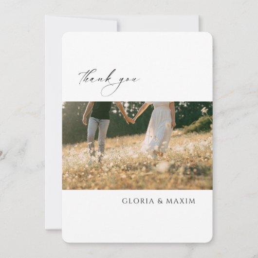 写真モダンエレガミニマルントウェディング サンキューカード (正面)