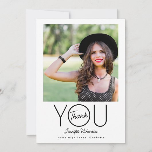 写真モダンエレガントの卒業 サンキューカード (正面)
