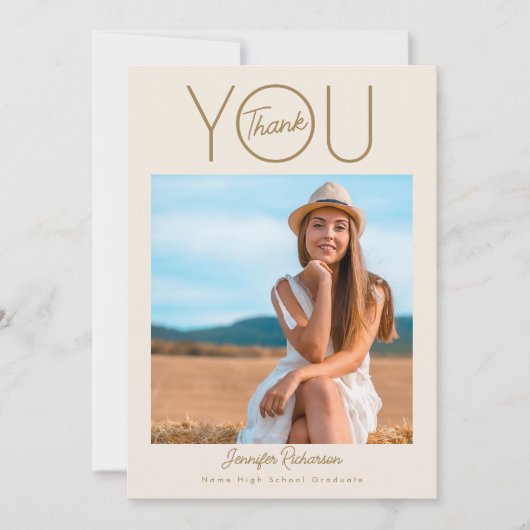 写真モダンエレガントの卒業 サンキューカード (正面)