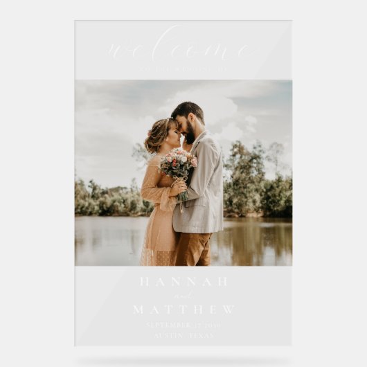 写真モダンエレガントの結婚歓迎 アクリルサイン (正面)