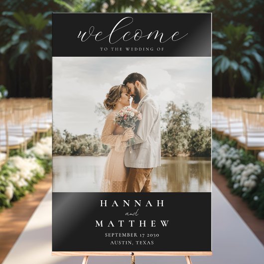 写真モダンエレガントの結婚歓迎 アクリルサイン