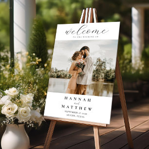 写真モダンエレガントの結婚歓迎 アクリルサイン