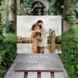 写真モダンエレガントの結婚歓迎 アクリルサイン