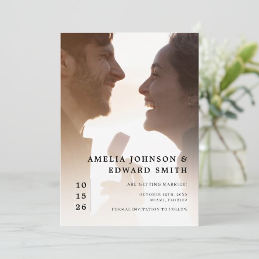 写真モダンエレガントのClassy日付の保存 招待状 (スタンド正面)