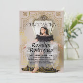 写真モダンエレガントキンセアニェラ金ゴールド招待状 招待状 (スタンド正面)