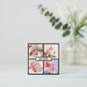 写真モダンエレガントコラージュ写真家qrコード スクエア名刺 (スタンド正面)