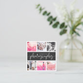 写真モダンエレガントコラージュ写真 スクエア名刺 (スタンド正面)