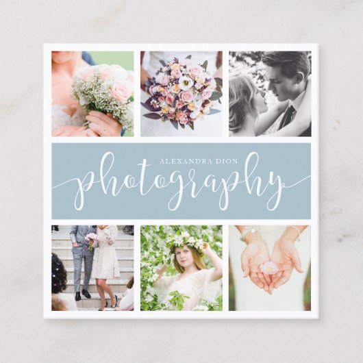 写真モダンエレガントコラージュ写真 スクエア名刺 (正面)